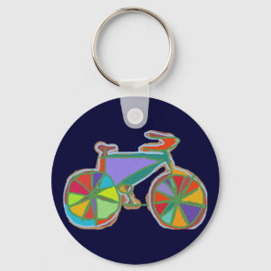 mooie, kleurrijke kunstfiets sleutelhanger