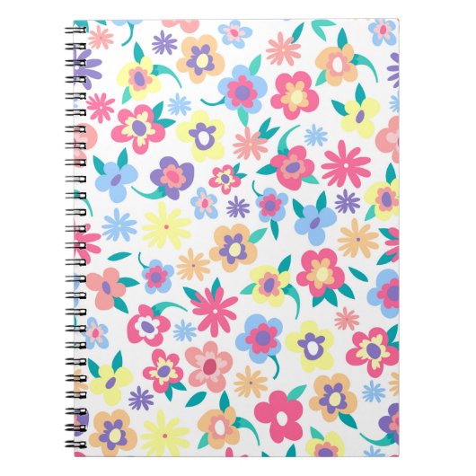 Mooie kleurrijke lente bloemen patroon notitieboek (Voorkant)