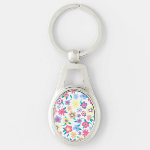 Mooie kleurrijke lente bloemen patroon sleutelhanger