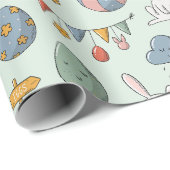 Mooie Kleurrijke Lente Pasen Konijnen Patroon kind Cadeaupapier (Rol Hoek)