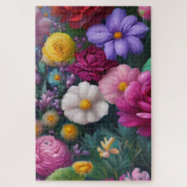 Mooie, kleurrijke, levendige, gemengde bloemen ple legpuzzel