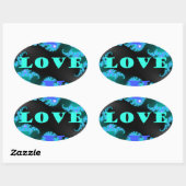 Mooie kleurrijke Liefde universum vector design ku Ovale Sticker (Vel)