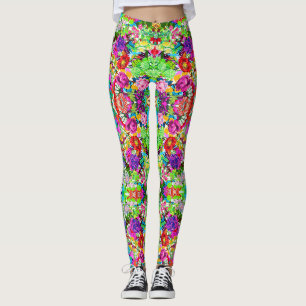 Mooie kleurrijke magische bloemenlegging leggings