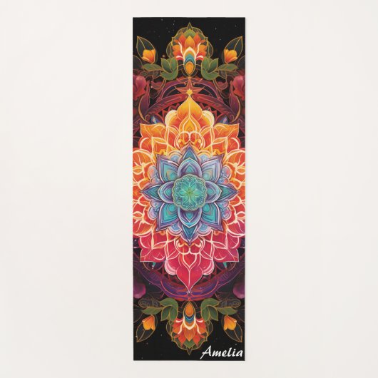 Mooie kleurrijke Mandala Boho Monogram Yogamat (Voorkant)