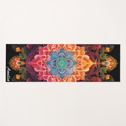 Mooie kleurrijke Mandala Boho Monogram Yogamat (Voorkant (horizontaal))