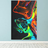 Mooie kleurrijke mix van neon verven op zwart oppe canvas afdruk (Insitu (Houten vloer))