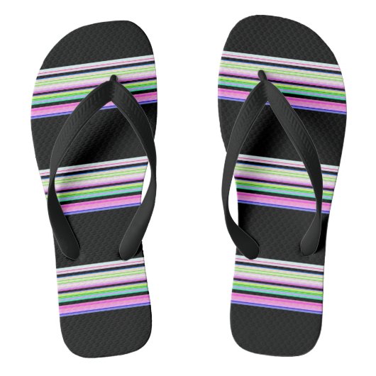 Mooie kleurrijke neon strepen teenslippers (Voetbed)
