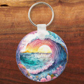 Mooie kleurrijke oceaangolf sleutelhanger (Voorkant)