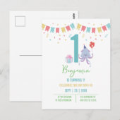 Mooie Kleurrijke Octopus Ballon Banieren 1e Verjaa Briefkaart (Voorkant / Achterkant)