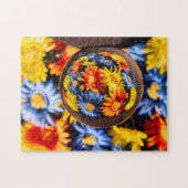 Mooie kleurrijke Orb Flower Reflectie Legpuzzel (Horizontaal)