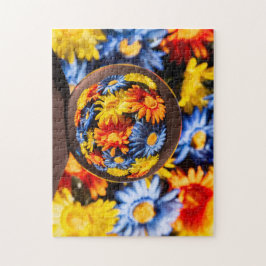 Mooie kleurrijke Orb Flower Reflectie Legpuzzel
