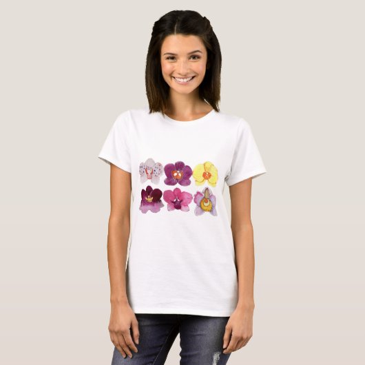mooie kleurrijke orchideeën t-shirt (Voorkant volledig)