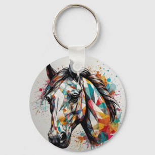 Mooie kleurrijke paard ,paard liefhebber sleutelhanger