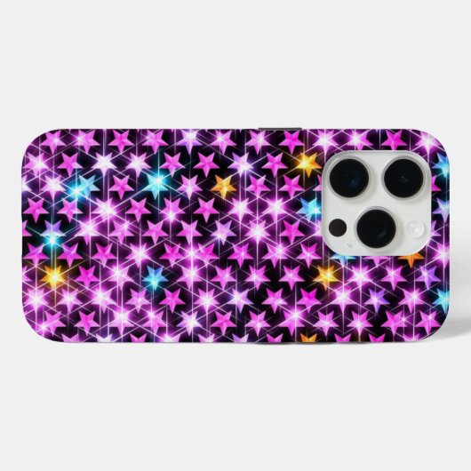 Mooie kleurrijke paarse glanzende sterren Case-Mate iPhone case (Achterkant (horizontaal))