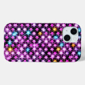 Mooie kleurrijke paarse glanzende sterren Case-Mate iPhone case (Achterkant (horizontaal))