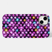 Mooie kleurrijke paarse glanzende sterren Case-Mate iPhone case (Achterkant (horizontaal))