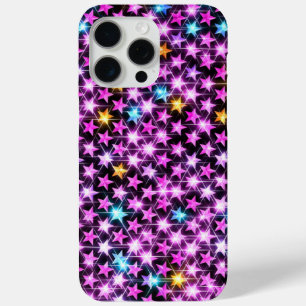 Mooie kleurrijke paarse glanzende sterren iPhone 15 pro max hoesje