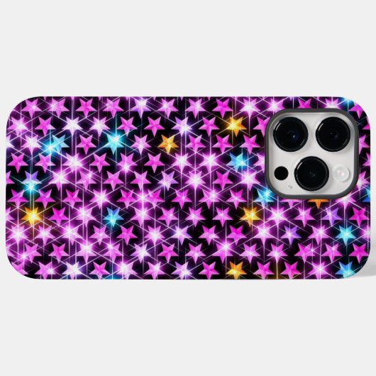 Mooie kleurrijke paarse glanzende sterren Case-Mate iPhone case (Achterkant (horizontaal))