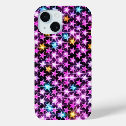 Mooie kleurrijke paarse glanzende sterren Case-Mate iPhone case (Achterkant)