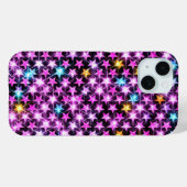 Mooie kleurrijke paarse glanzende sterren Case-Mate iPhone case (Achterkant (horizontaal))