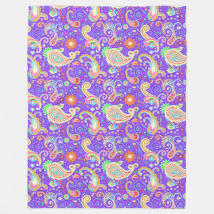Mooie kleurrijke paisley motief fleece deken