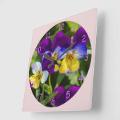 Mooie, kleurrijke pansies vierkante klok (Hoek)
