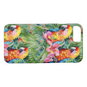 Mooie kleurrijke papegaaien en tropische bloemen Case-Mate iPhone case (Achterkant (Horizontaal))