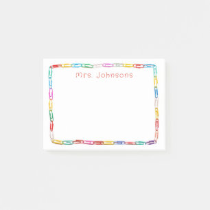 Mooie Kleurrijke Paperclips School Leraren Naam Post-it® Notes