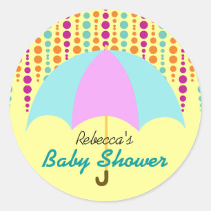 Mooie Kleurrijke Paraplu Baby Borrel Ronde Sticker