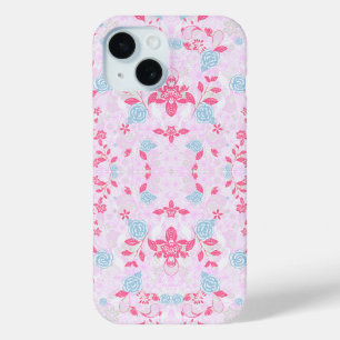 Mooie kleurrijke pastel bloempatroon iPhone 15 case