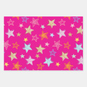 Mooie Kleurrijke Pastel Sterren Patroon Inpakpapier Vel (Voorkant 3)