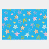 Mooie Kleurrijke Pastel Sterren Patroon Inpakpapier Vel (Voorkant 2)