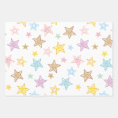 Mooie Kleurrijke Pastel Sterren Patroon Inpakpapier Vel (Voorkant)