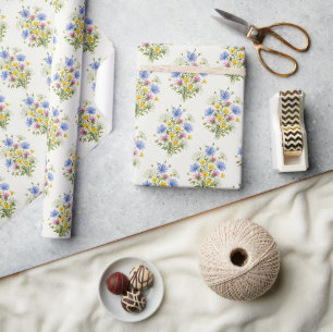 Mooie Kleurrijke Pastel Waterverf Wilde Bloemen Cadeaupapier
