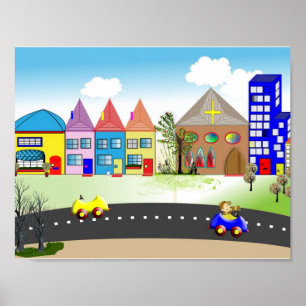 Mooie Kleurrijke Posterprint voor Kinderkamer met  Poster