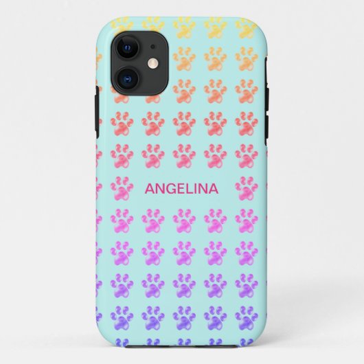 Mooie kleurrijke poten op lichtblauw Case-Mate iPhone case (Achterkant)