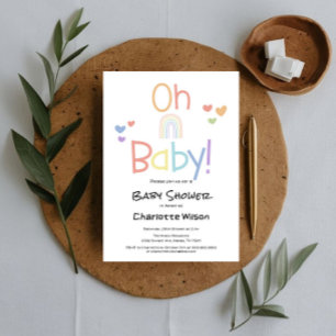 Mooie Kleurrijke Regenboog Baby Shower Uitnodiging