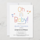 Mooie Kleurrijke Regenboog Baby Shower Uitnodiging (Voorkant)