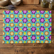 Mooie Kleurrijke Retro Bloemen Keukenhanddoek