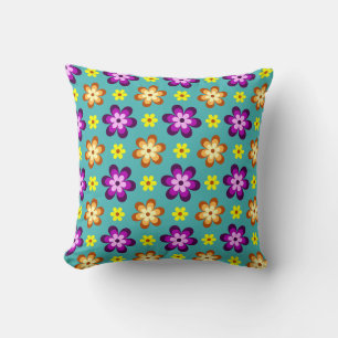 Mooie Kleurrijke Retro Bloemen Worp Kussen