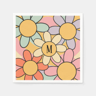 Mooie kleurrijke retro margrietbloemen servet
