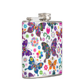 Mooie kleurrijke retro vlinders * Bloemen Heupfles (Rechts)