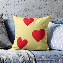 Mooie kleurrijke rode harten gele home decor kussen