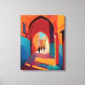 Mooie, kleurrijke Rode Medina Marokko Marrakech Canvas Afdruk (Voorkant)