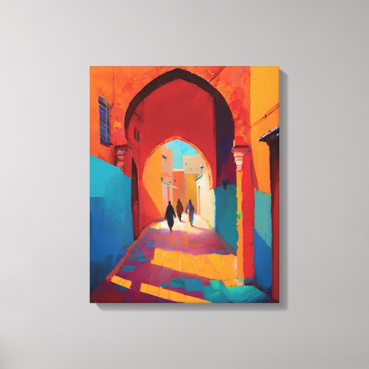 Mooie, kleurrijke Rode Medina Marokko Marrakech Canvas Afdruk (Voorkant)