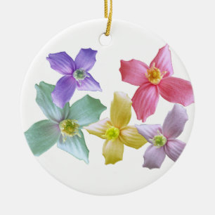 Mooie kleurrijke roze, blauwe, paarse, gele bloeme keramisch ornament