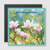 Mooie, kleurrijke, roze magnolia magneet (Voorkant / Achterkant)
