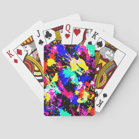 Mooie kleurrijke spattenverf pokerkaarten (Achterkant)