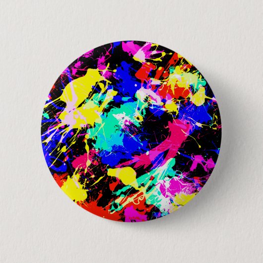 Mooie kleurrijke spattenverf ronde button 5,7 cm (Voorkant)