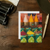 Mooie kleurrijke specerijen van Marrakech Feestdagenkaart